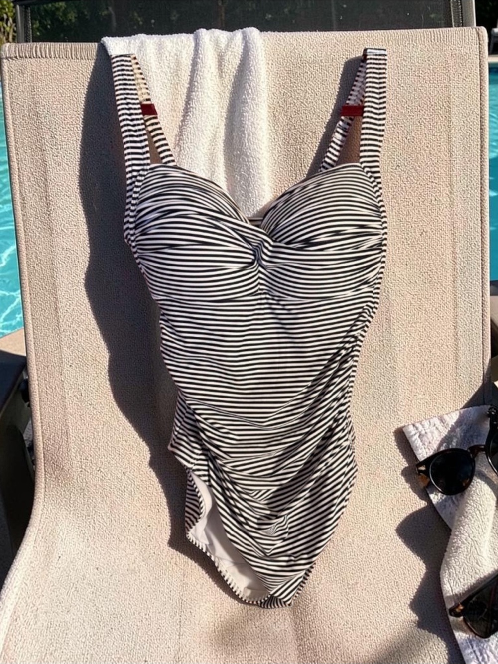 Bond-Eye Australia Joanne Twist Front Black&White Sorrento Stripe One piece sz10